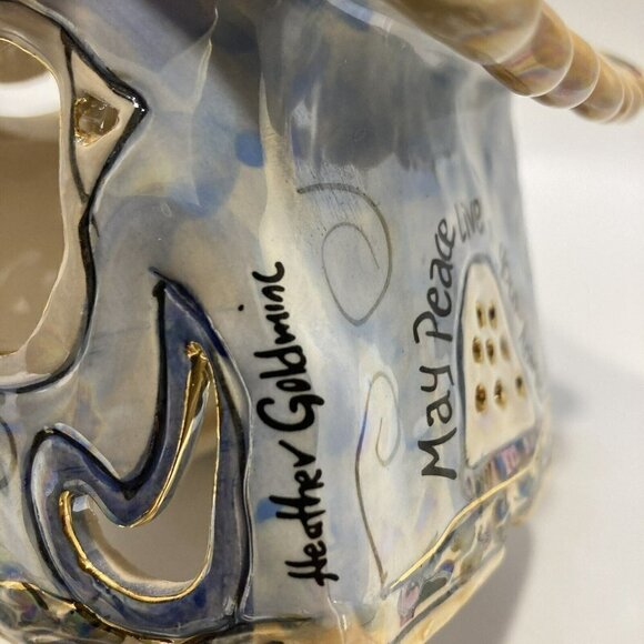 Vintage Blue Sky 2001 Heather Goldmine ‘Peace’ Cottage Tea-light Candleholder - Picture 8 of 12